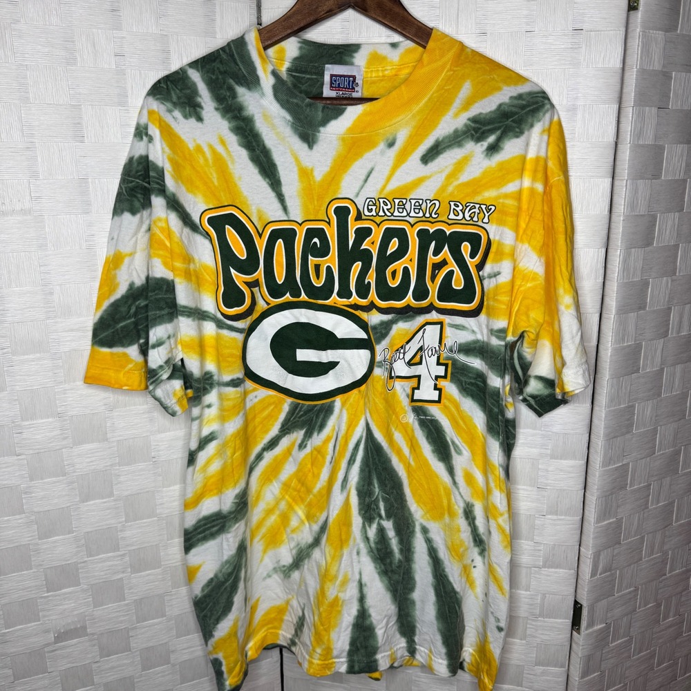 Vintage 1999 Green Bay Packers Brett Favre Tie Dye T-Shirt Sport Attack XL 90s